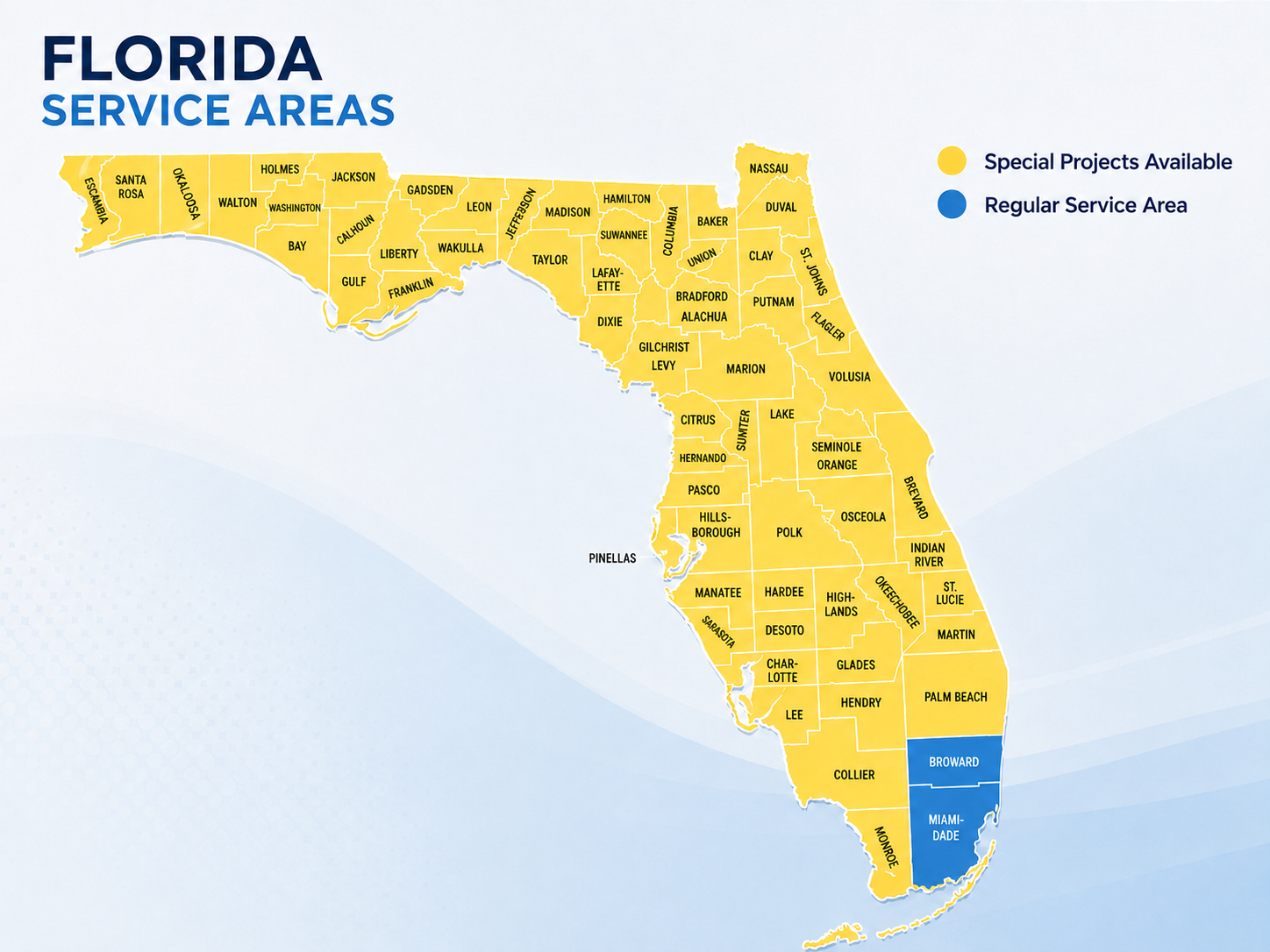 Florida landscaping service areas map