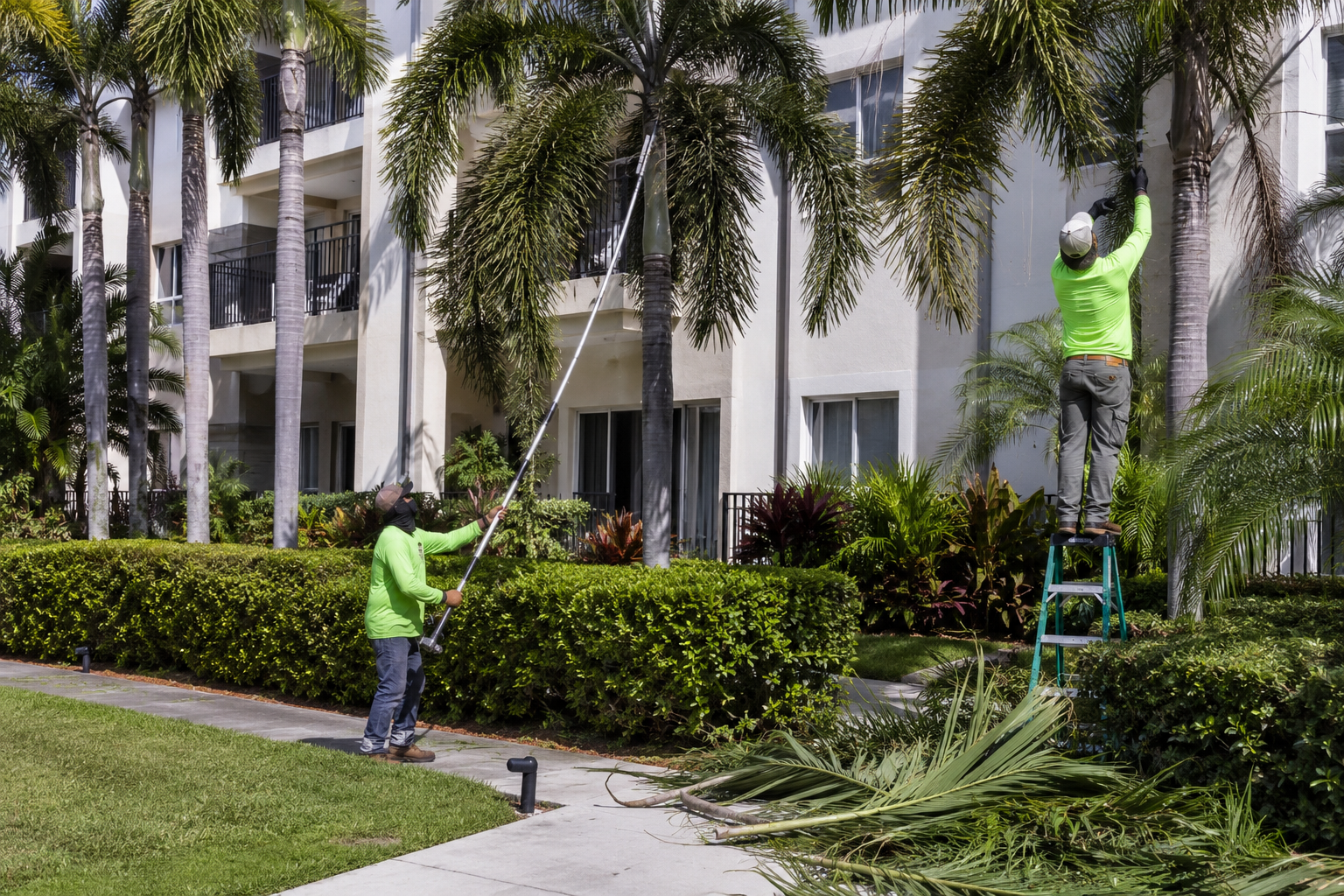 Commercial landscaping crew at work
